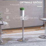 HOMCOM Runder Esstisch mit Glastischplatte, Metallgestell, Silberfarben – Produktabbildung 5