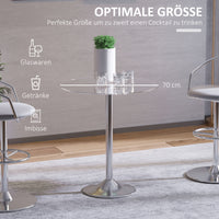 HOMCOM Runder Esstisch mit Glastischplatte, Metallgestell, Silberfarben – Produktabbildung 5