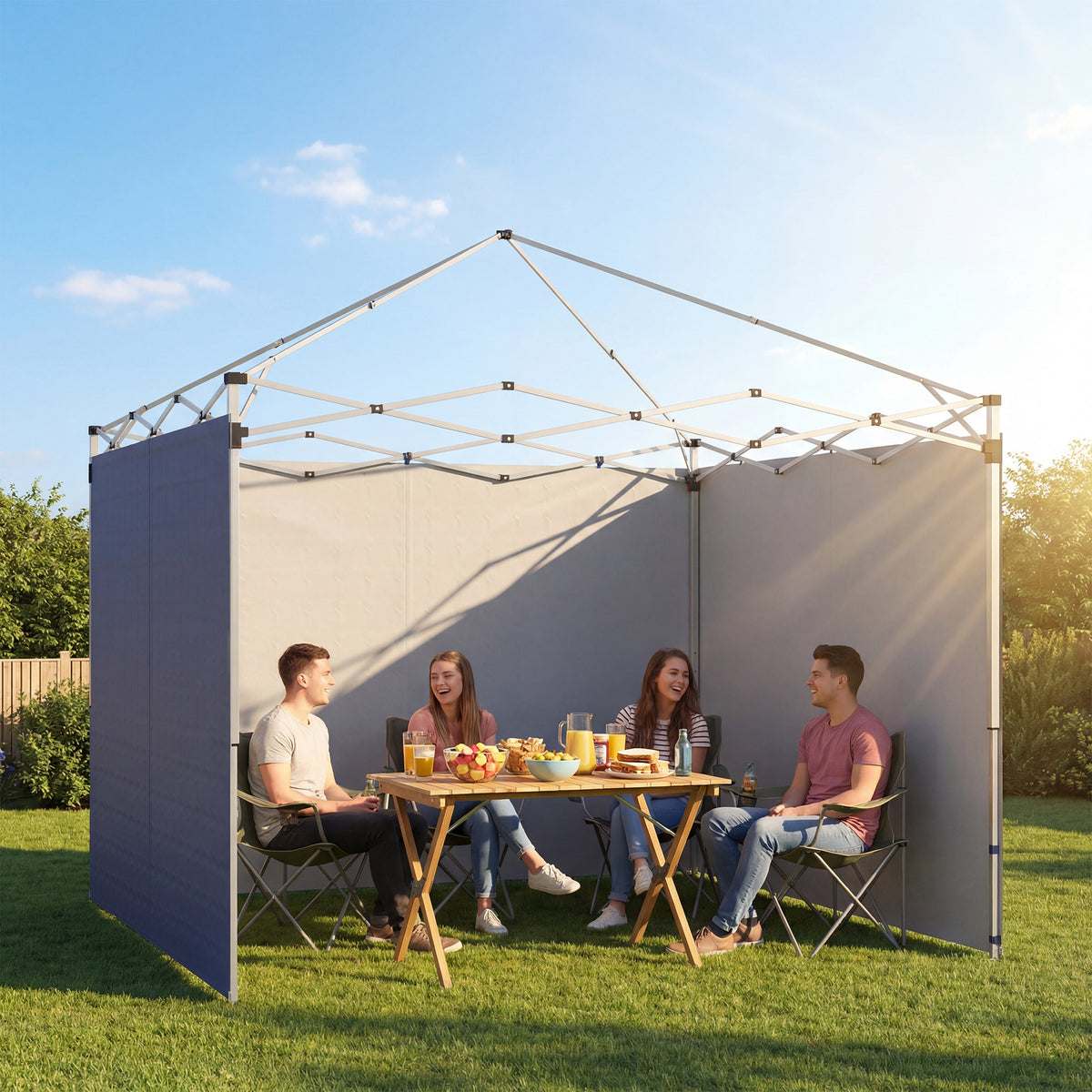 Outsunny 3-teiliges Set Seitenteile mit Reißverschluss für 3 x 3 m Pavillon, Dunkelblau – Produktabbildung 2