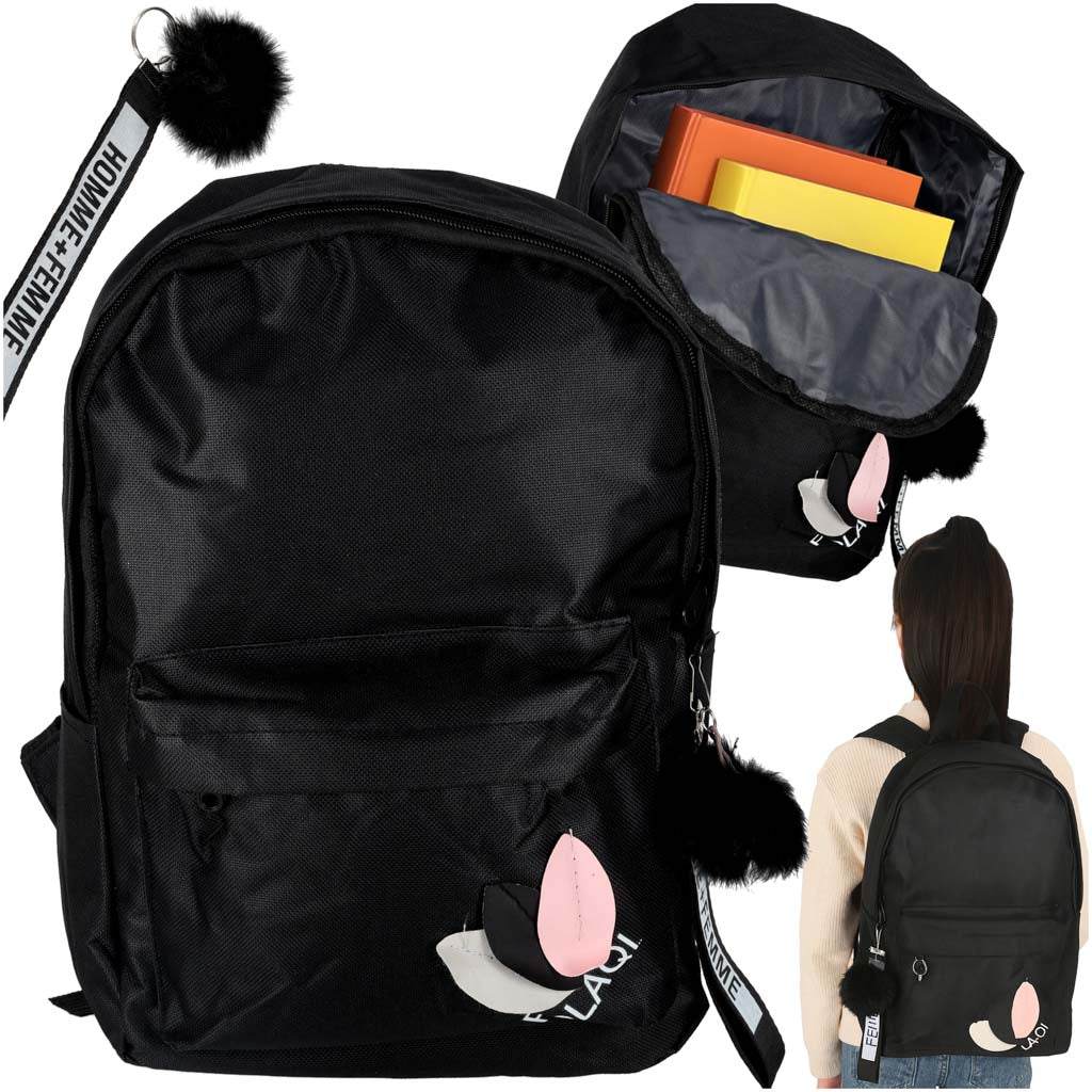 IKONKA Junior Ein-Fach-Schulrucksack schwarz