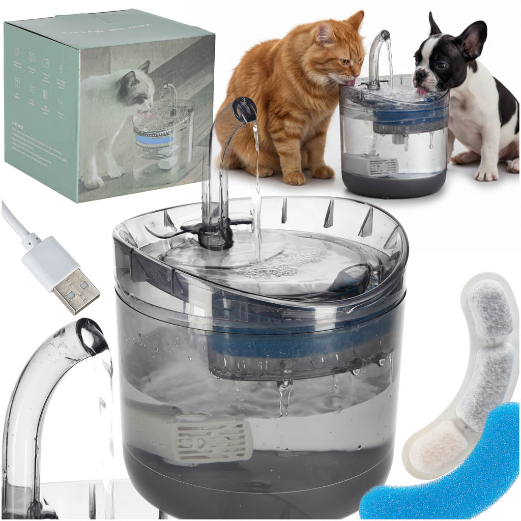 IKONKA Trinkbrunnen für Hund Katze automatische USB-Tränke 1.8l Reinigungsfilter