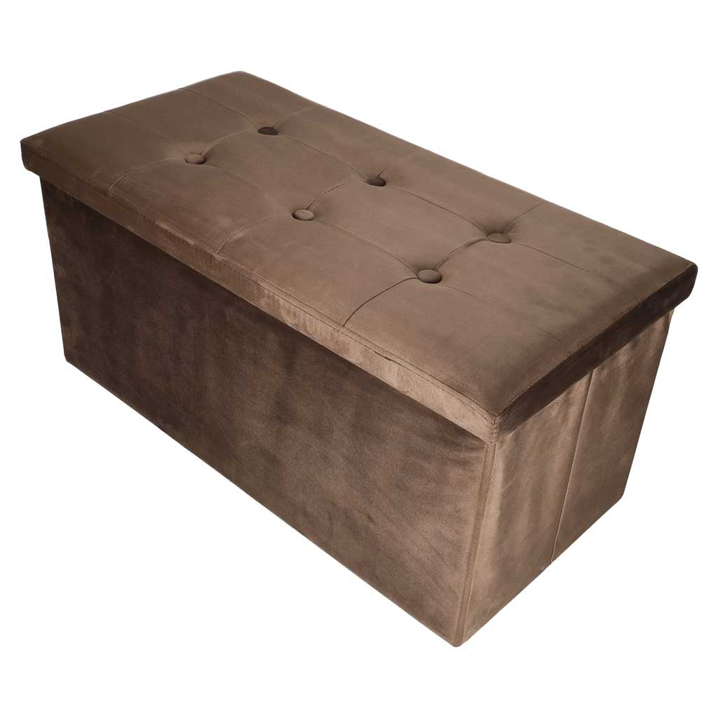 IKONKA Sitzhocker mit Stauraum, aufklappbar, aus Velours, 77 x 38 x 37 cm – Produktabbildung 2