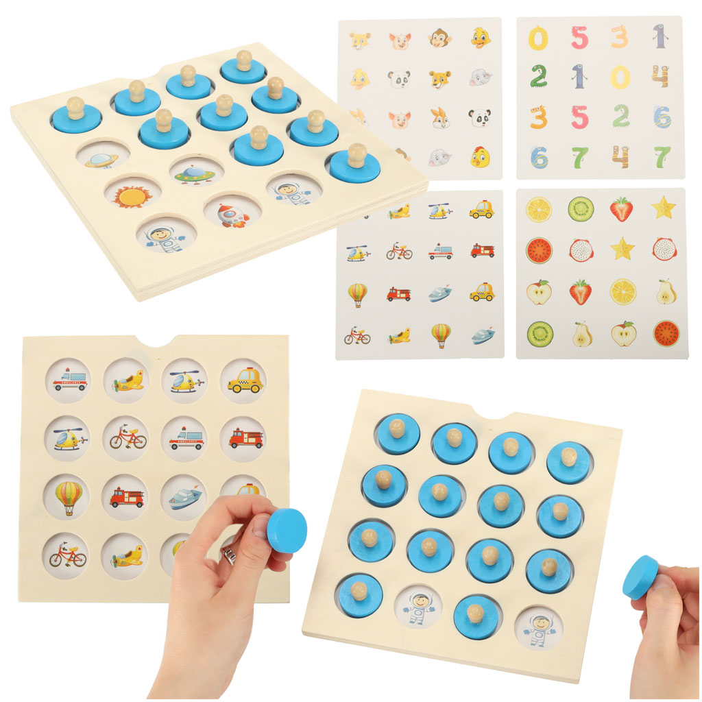 IKONKA Memory montessori brettspiel holz puzzle set 4 karten