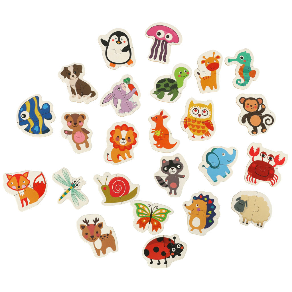 IKONKA Puzzles in einer Dose Tiere 24 Puzzles