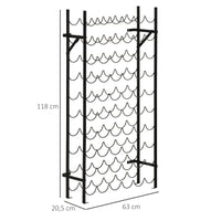 HOMCOM Weinregal für 60 Flaschen Flaschenregal Metall Flaschenhalter 63 x 20,5 x 118 cm Schwarz – Produktabbildung 3