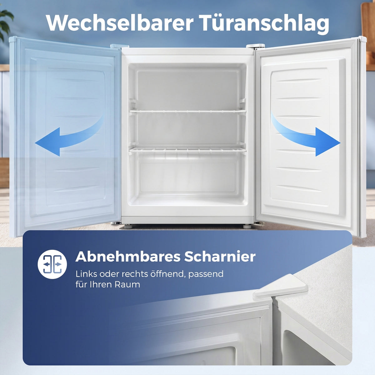 HOMCOM Mini-Gefrierschrank 59 l, Tisch-Gefrierschrank, Türanschlag wechselbar, Ablagen entnehmbar, Temp – Produktabbildung 6
