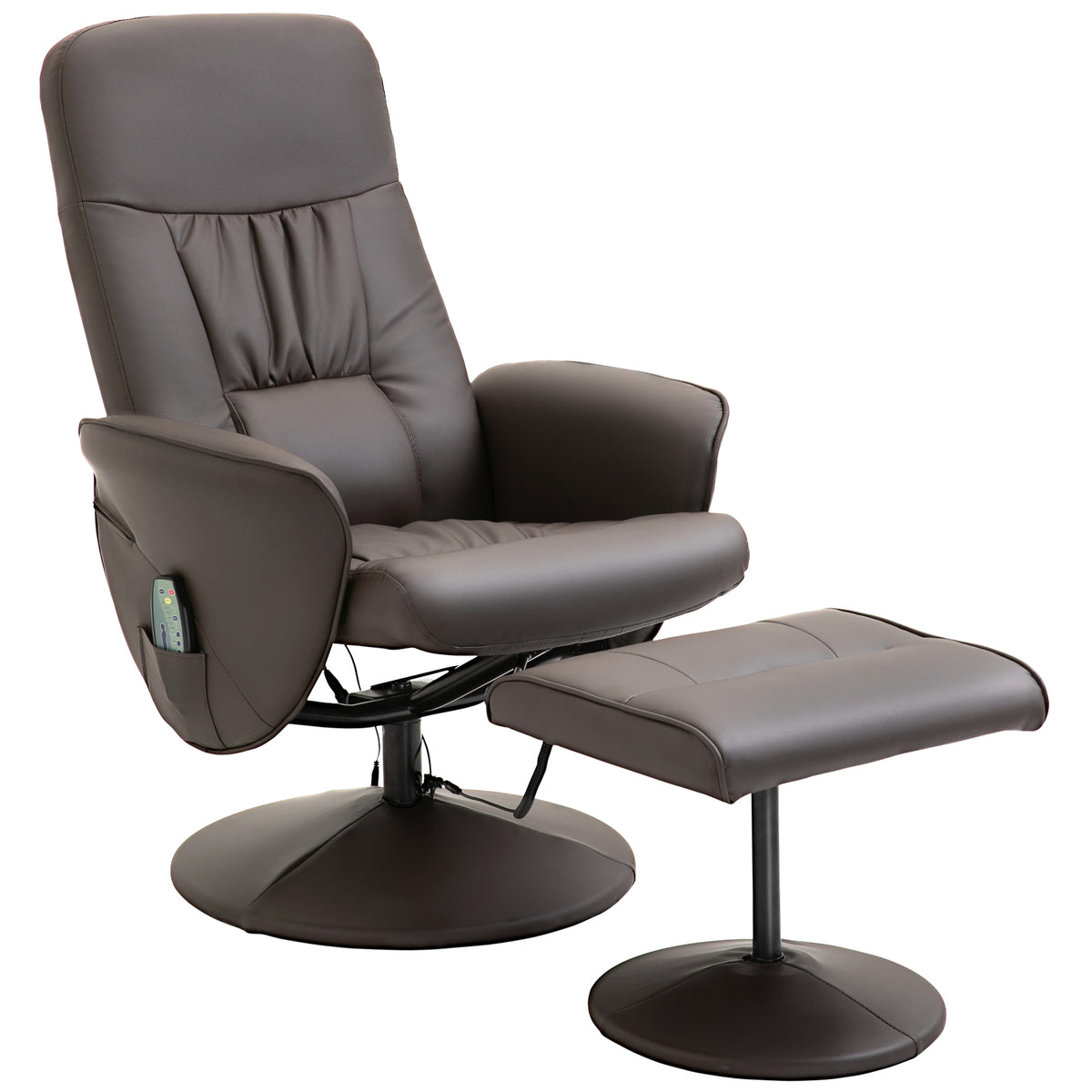 HOMCOM Relaxsessel mit Hocker, drehbarer Fernsehsessel mit 10 Massagepunkte, Liegefunktion, Massagesessel mit