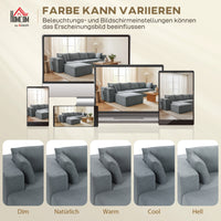HOMCOM Modulares Ecksofa, U-Form Sofa mit breitem und tiefem Sitz, 2 Hocker, dunkelgrau – Produktabbildung 7