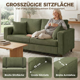 HOMCOM 2-Sitzer-Cordsofa mit breiter tiefer Sitzfläche und Federkernpolster, grün – Produktabbildung 4