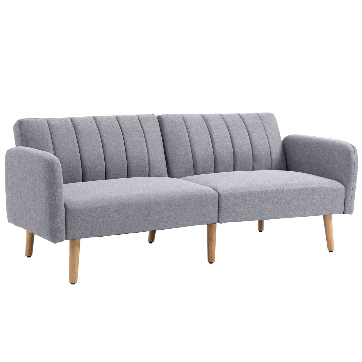 HOMCOM Schlafsofa, 2-Sitzer Stoffsofa, Sofa mit Schlaffunktion, leinenartiges Polyester, Kautschukholz, 173 x
