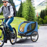 PawHut Fahrradanhänger bis 20kg Universalkupplung Sicherheitsanker Reflektor Stahl Blau+Schwarz – Produktabbildung 2