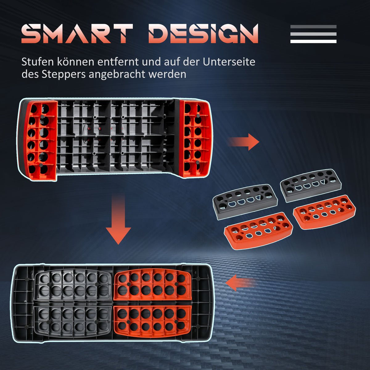 HOMCOM Stepper höhenverstellbare Stepper Aerobic Stepper, Rot + Schwarz – Produktabbildung 4