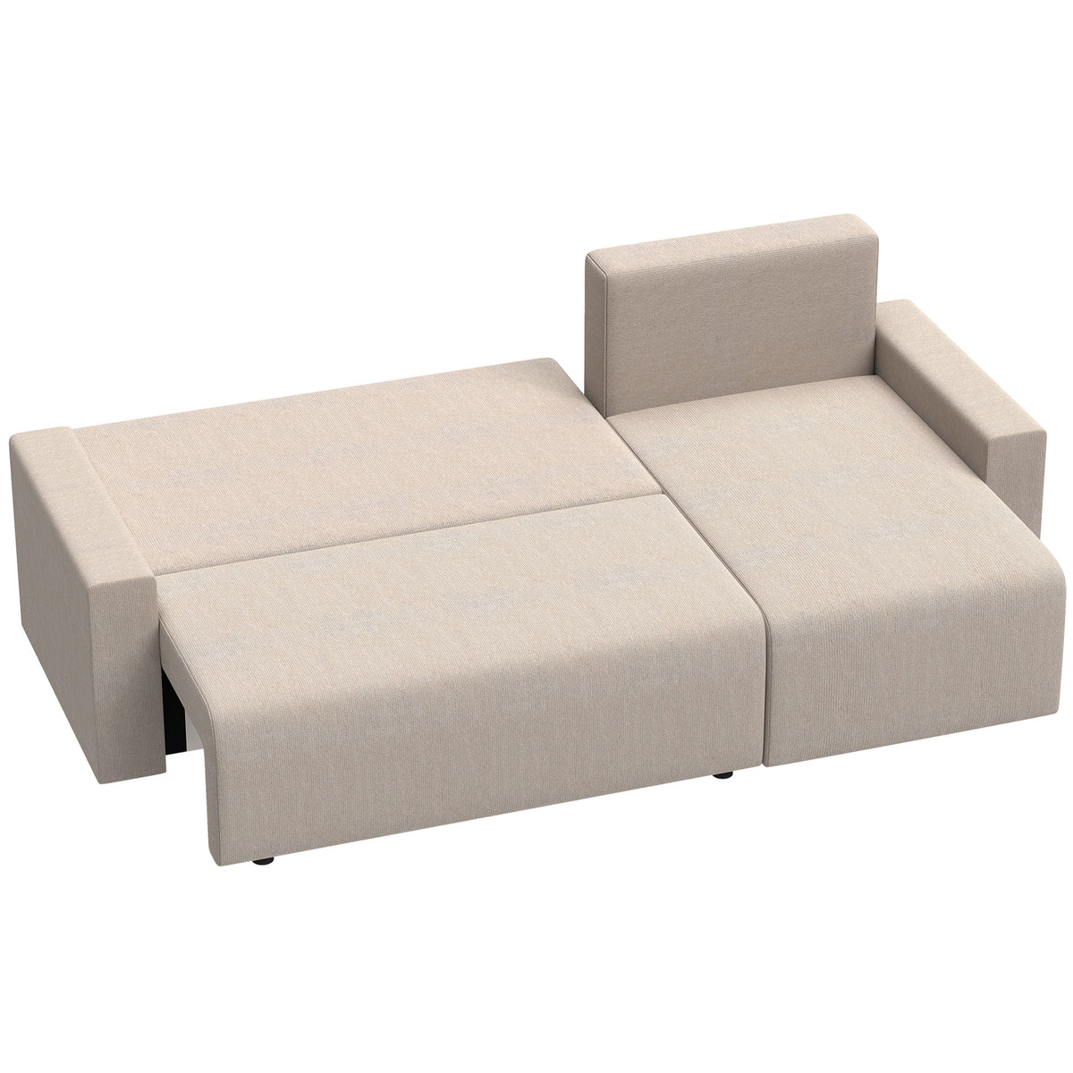 HOMCOM Ecksofa mit Schlaffunktion und umkehrbarer Chaiselongue, L-förmiges 3-Sitzer Sofa aus Veloursbezug