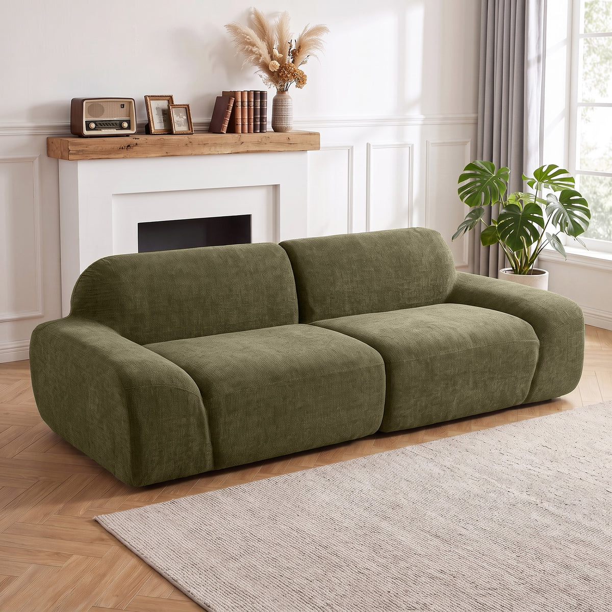 HOMCOM 3-Sitzer-Sofa, abgerundet und rahmenlos, mit großzügiger Sitzfläche, dick gepolstert, keine – Produktabbildung 2