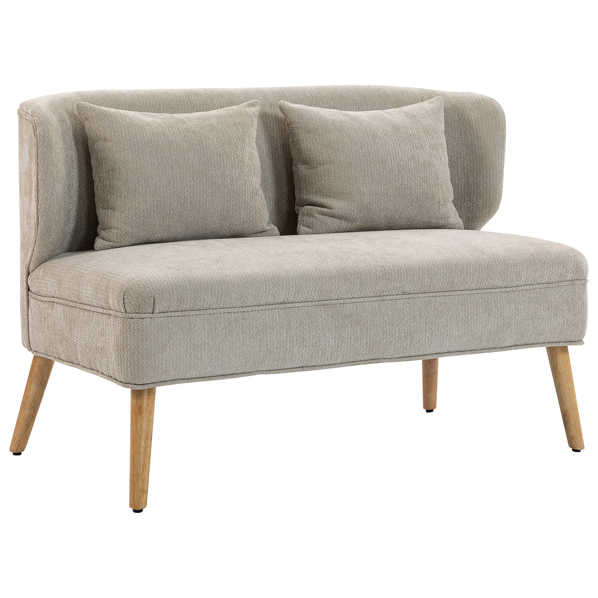 HOMCOM 2-Sitzer-Sofa, kleines Chenille-Sofa mit Flügelrücken, dickem Sitz, Gummibaumholzfüßen, Beige