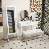 HOMCOM Standspiegel Ganzkörperspiegel Schminkspiegel Erhöhte Füße Pflegeleicht MDF Weiß 47 x 46 x 148 cm – Produktabbildung 9