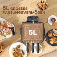 HOMCOM Fritteuse, 5 L Ölkapazität, Timer, Sichtfenster, 2000W Leistung, Silberfarben – Produktabbildung 8