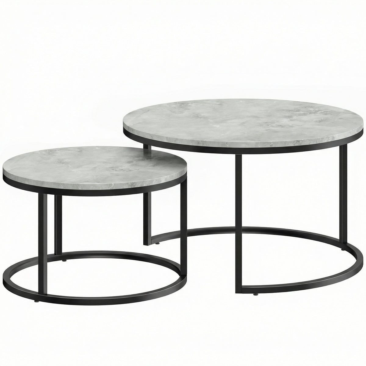 HOMCOM Modernes Kaffeetisch 2er-Set, Stapelbare Beistelltische mit Metallgestell für Wohnzimmer
