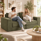 HOMCOM Schlafsofa 4-in-1 Schlaffunktion ausziehbar Klappsofa Kissen 2 Sitzer Grün – Produktabbildung 9