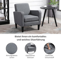 Einzelsessel, Relaxsessel, Polstersessel mit Holzfüßen, Stoff in Leinenoptik, 66 x 72 x 74 cm, Hellgrau – Produktabbildung 5
