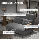 HOMCOM Schlafsofa 2er-Sofa Samtsofa, Schlaffunktion, inkl. 2 Kissen, Samtoptik, Natur + Dunkelgrau + – Produktabbildung 6