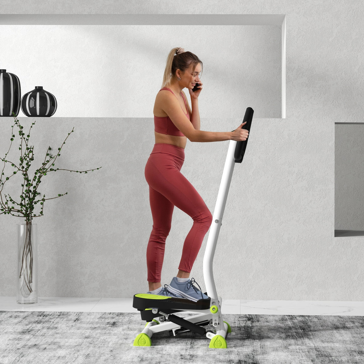 HOMCOM Stepper Fitnessgerät, LCD-Monitor, rutschfeste Pedale, Stahl und ABS, 55x44x108 cm, Grün+Schwarz – Produktabbildung 2