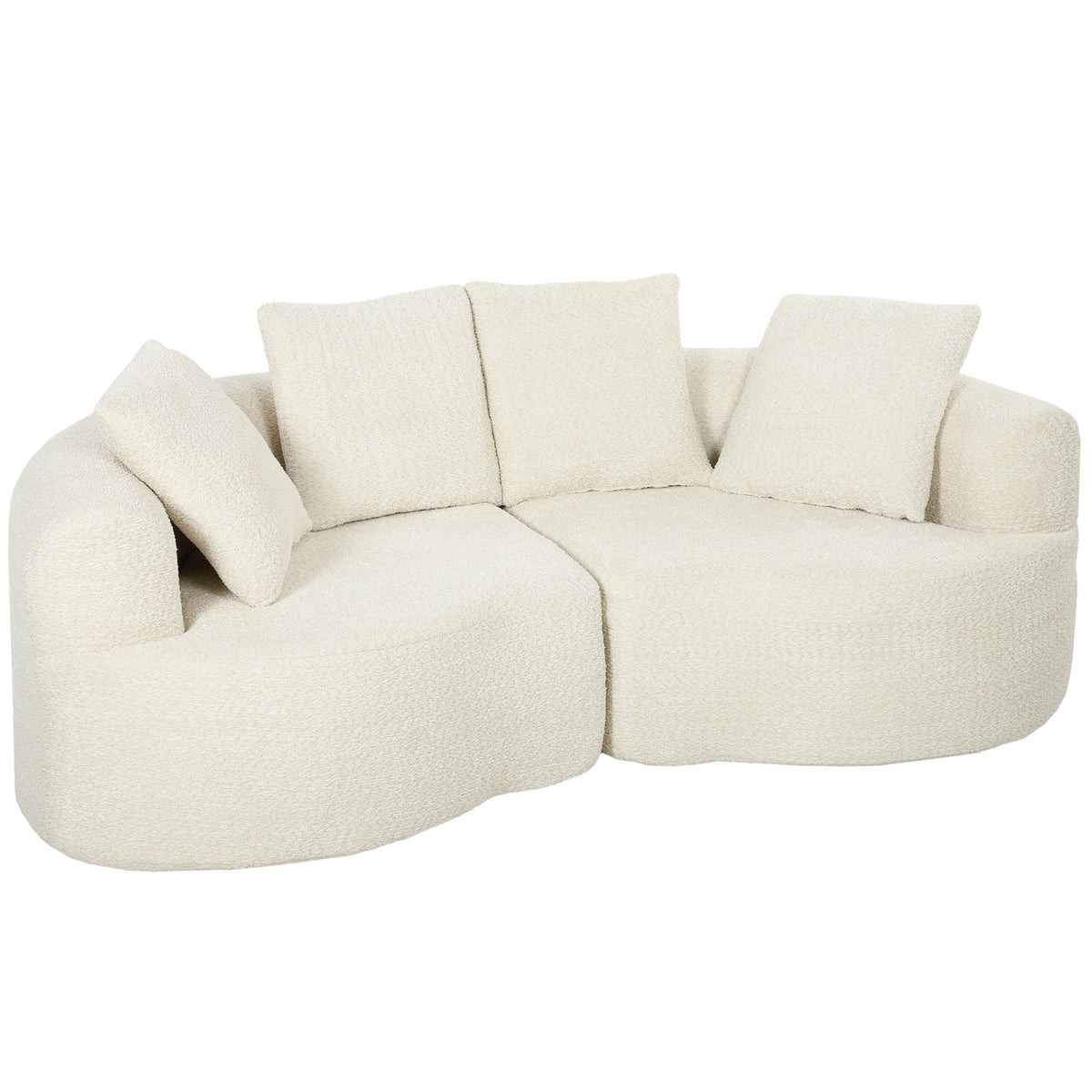 HOMCOM Sofa 3 Sitzer 207 cm Cloud Sofa mit Chenille-Optik, 4 Wurfkissen für Schlafzimmer, Werkzeugfreie