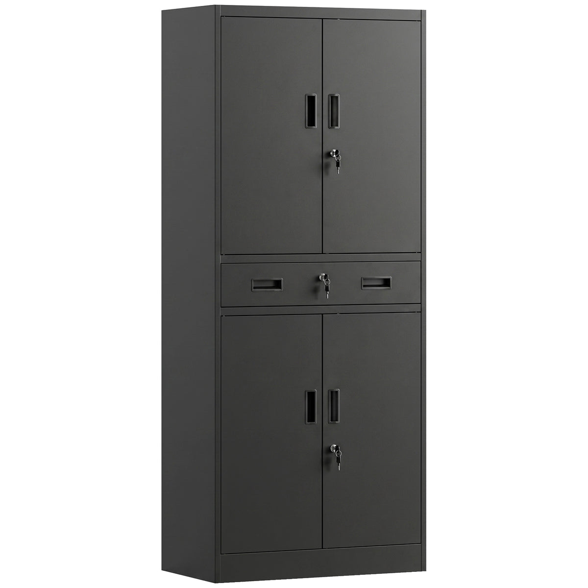 HOMCOM Metallschrank 180 cm, Werkzeugschrank mit abschließbaren Türen, Schublade und verstellbaren Böden