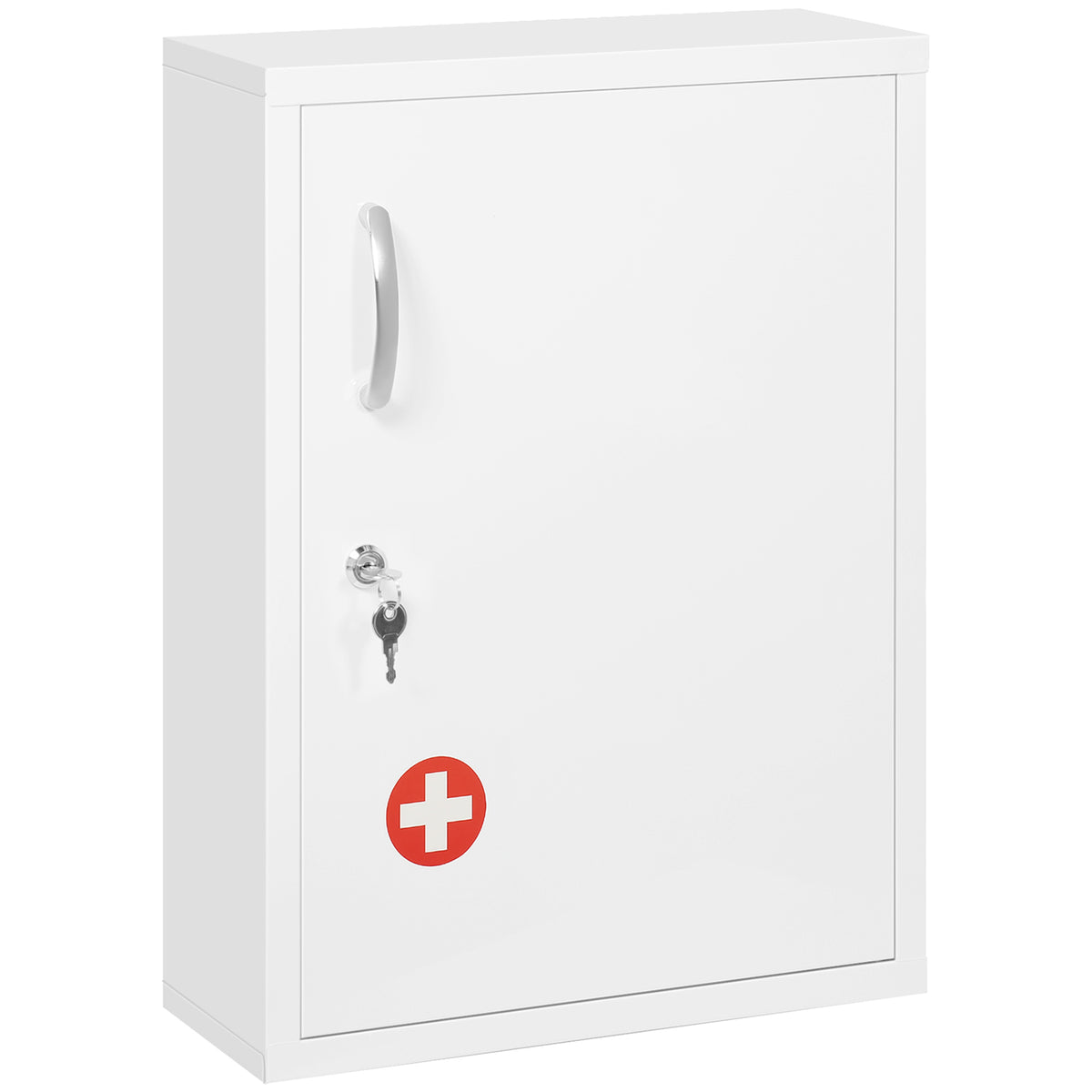 KleanKin Medizinschrank, 3 Fächer, abschließbar, mit Rezeptfach, stabiles Stahlgehäuse, weiß, 40 x 15 x 53,5