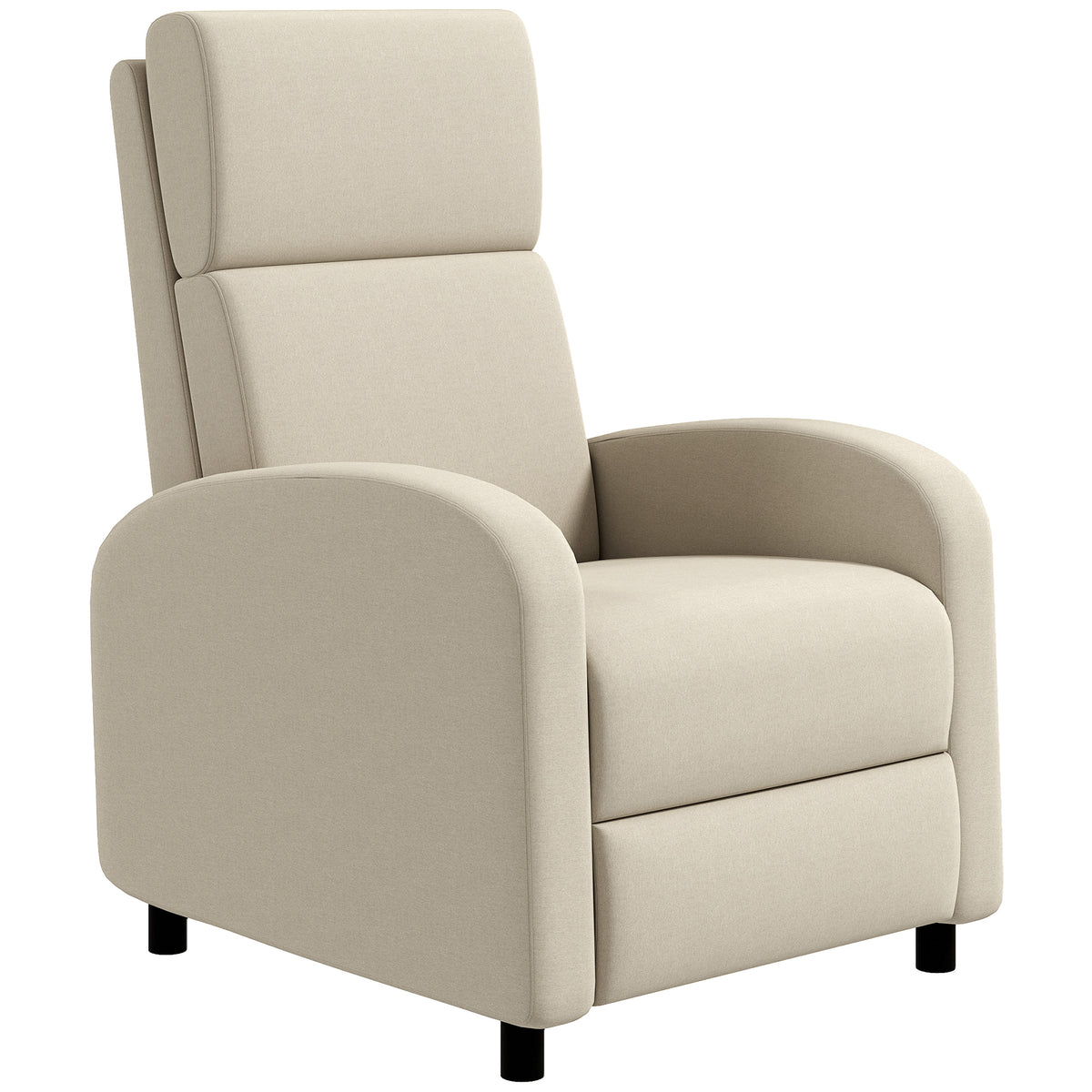 HOMCOM Relaxsessel Fernsehsessel, ausklappbare Fußstütze, neigbar bis zu 160°, 64 x 86 x 102 cm, Creme