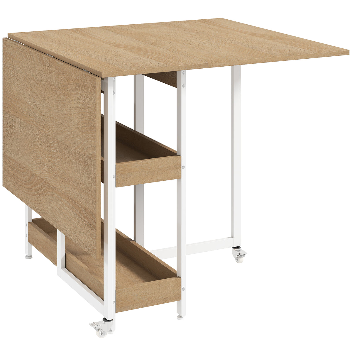 HOMCOM Klappbarer Esstisch im Industriedesign, für bis zu 4 Personen, offene Regale, flexibel, Metall