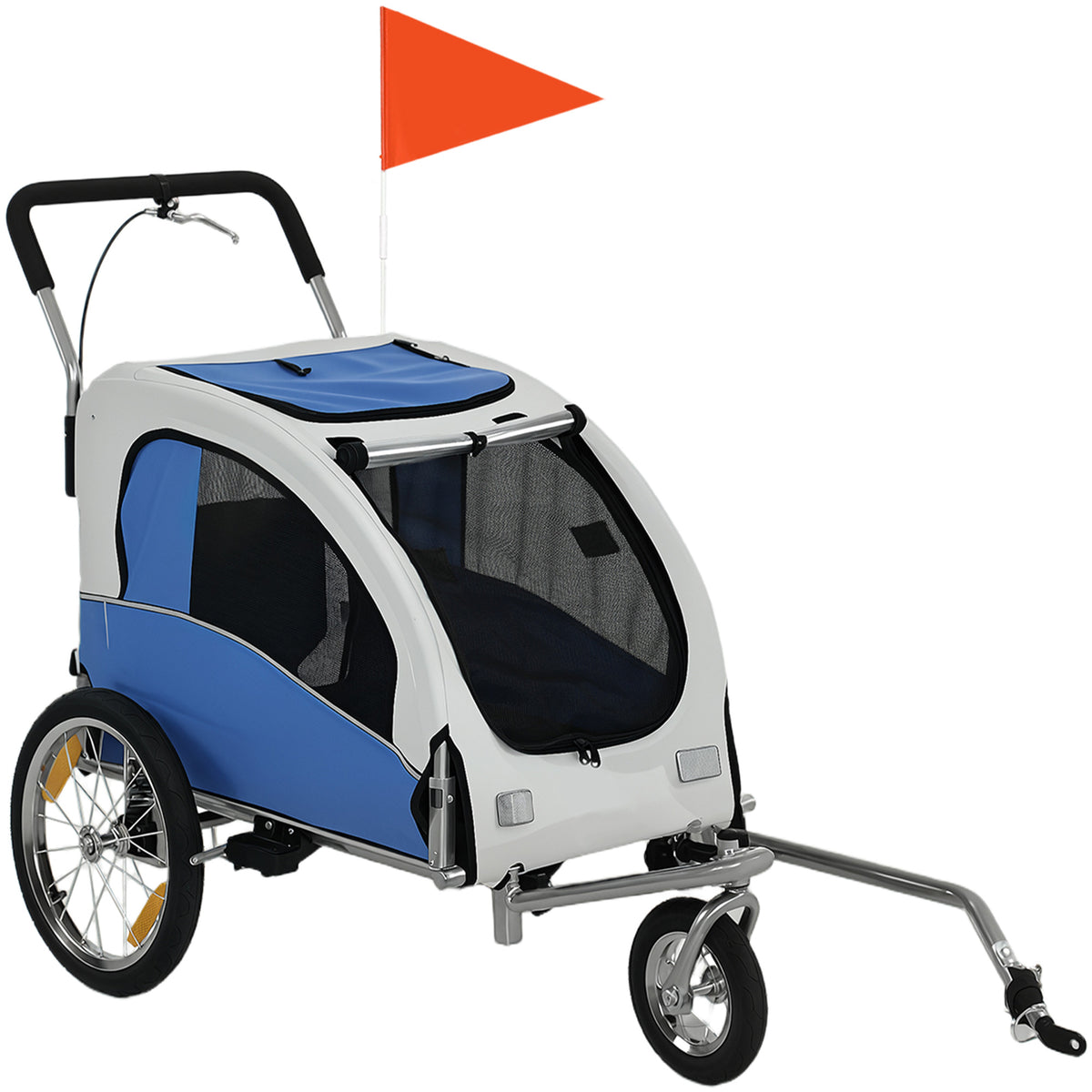 PawHut 2-in-1 Hundeanhänger für Fahrrad Faltbarer Hundebuggy für kleine & mittelgroße Hunde bis 20 kg