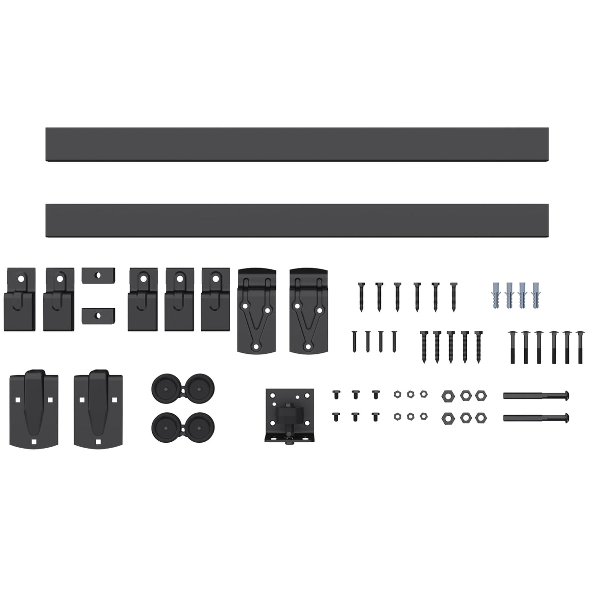 HOMCOM Schwerlast Schiebetür-Hardware-Set 183 cm Schwarz für Einzeltüren