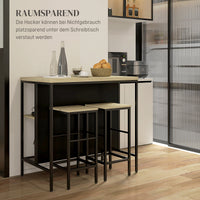 HOMCOM Bar-Set, 2 Barstühle & 1 Bartisch, fleckenresistent, stabil, Stahlrahmen, Schwarz/Eiche – Produktabbildung 6