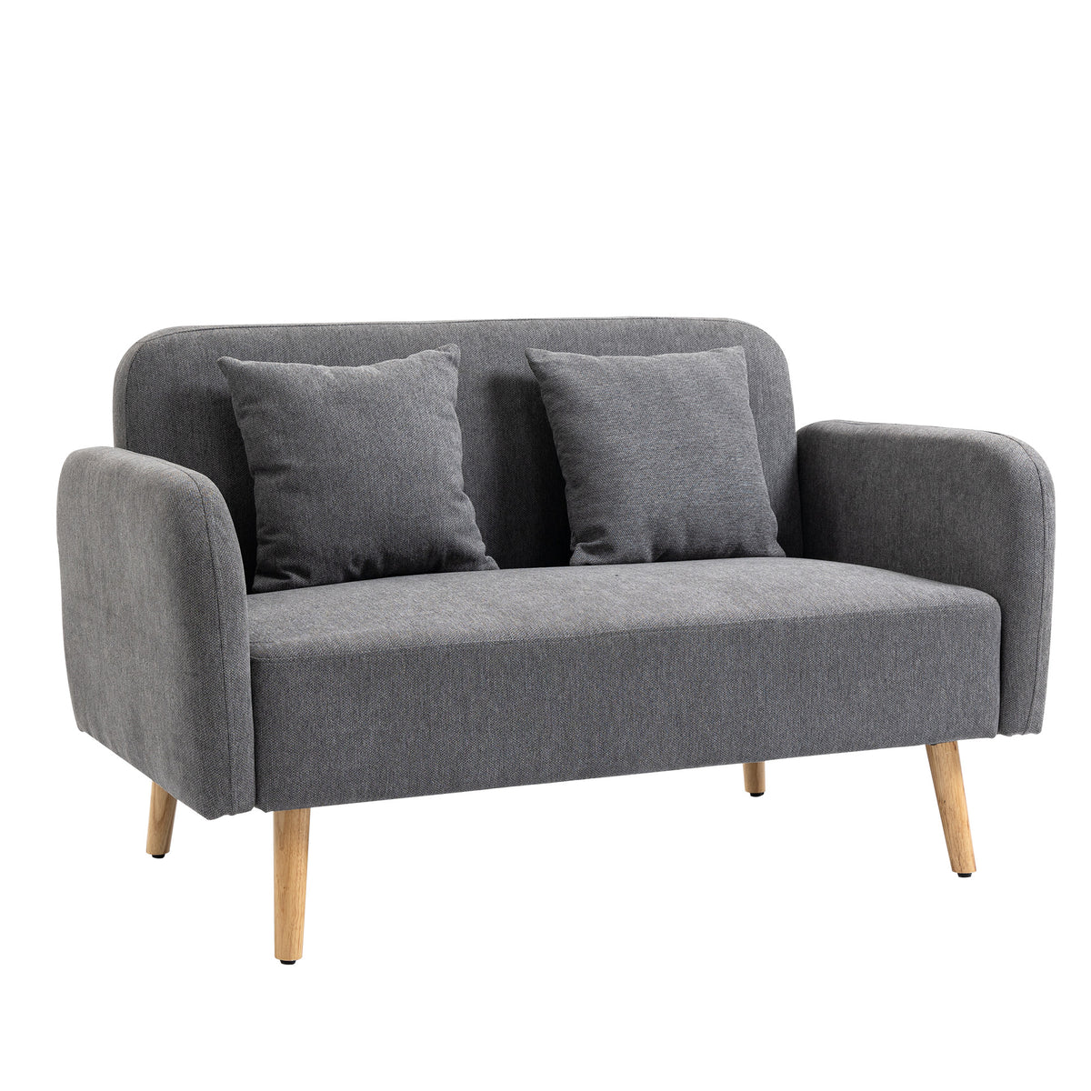 HOMCOM Sofa 2 Sitzer Couch mit 2 Wurfkissen, Kleine Loveseat mit Samtopik Modern Polstersofa für Wohnzimmer