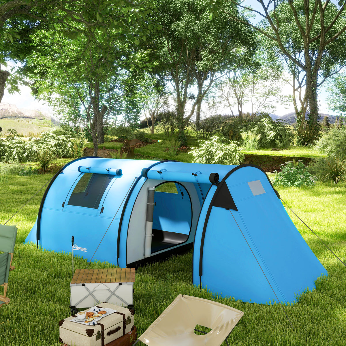 Outsunny Campingzelt für 3-4 Personen stabil wasserdicht Familienzelt mit Schlafzimmer Wohnzimmer 3000mm – Produktabbildung 2
