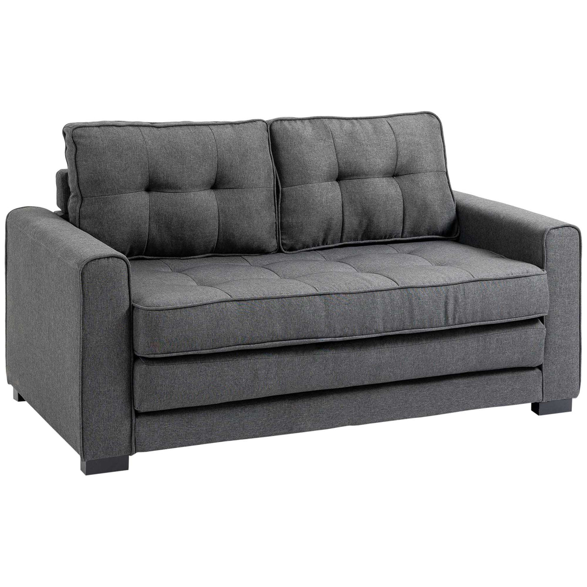 HOMCOM Schlafsofa Klappsofa 2-Sitzer Stoffsofa Bettsofa Sofa mit Schlaffunktion Sofagarnitur Leinen-Touch