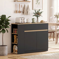HOMCOM Sideboard, Buffet, großes Schrankfach, 3-stufiges Regal, Schublade, schwarz, 110 x 29,5 x 82cm – Produktabbildung 2