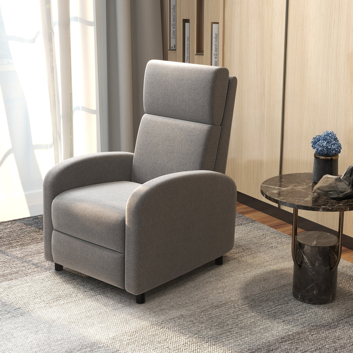 HOMCOM Relaxsessel Fernsehsessel, ausklappbare Fußstütze, neigbar bis zu 160°, 64 x 86 x 102 cm, Grau – Produktabbildung 2
