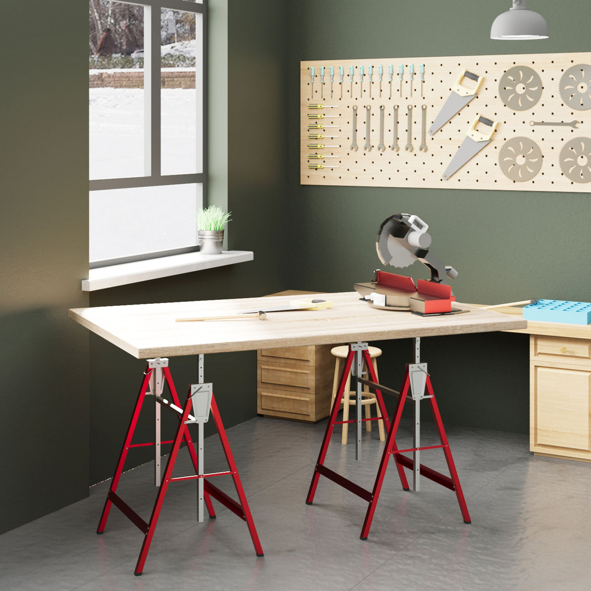 HOMCOM 2 x Gerüstbock, Unterstellbock, Stahl, Rot – Produktabbildung 2