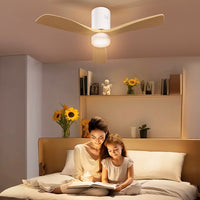 HOMCOM Deckenventilator mit LED-Licht, 6 Geschwindigkeiten, Fernbedienung, Hellbraun – Produktabbildung 2