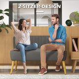 HOMCOM Sofa Retrodesign 2-Sitzer-Sofa, Holzbeine, 117 cm x 56,5 cm x 77 cm, Dunkelgrau – Produktabbildung 6