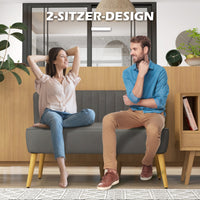 HOMCOM Sofa Retrodesign 2-Sitzer-Sofa, Holzbeine, 117 cm x 56,5 cm x 77 cm, Dunkelgrau – Produktabbildung 6
