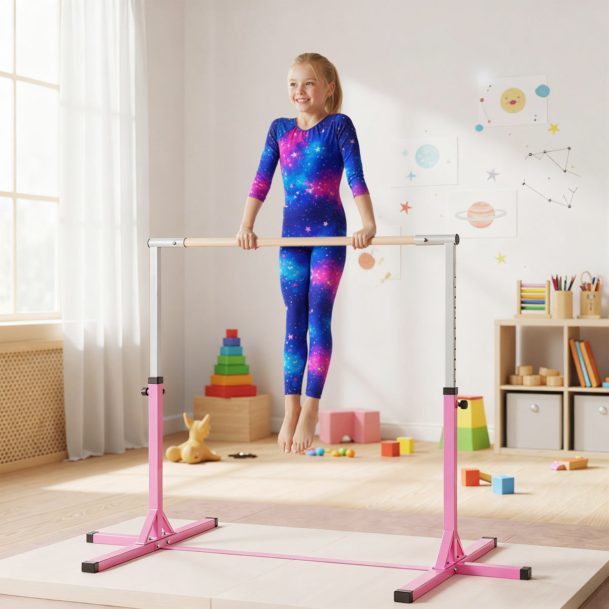 Gymnastikstange für Kinder, höhenverstellbar Turnreck Reckstange, Reck Turnstange für Indoor & Outdoor – Produktabbildung 2