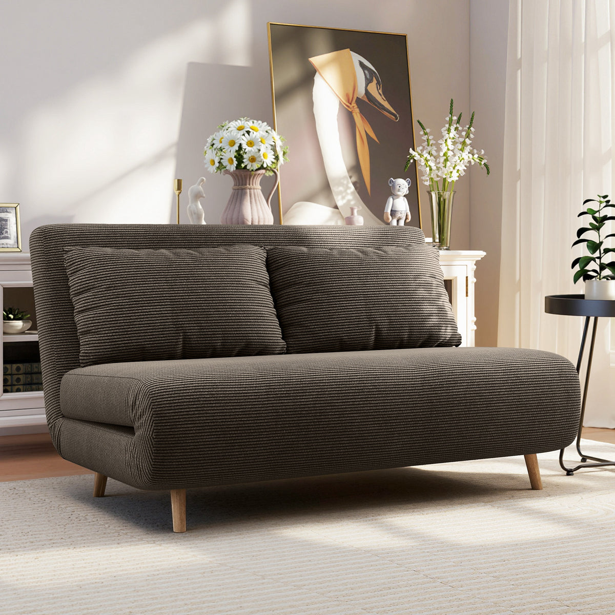 HOMCOM Schlafsofa, Gästebett, 3-fach verstellbare Rückenlehne, Kordoptik, bis 120 kg, 141 x 90 x 81 cm – Produktabbildung 6