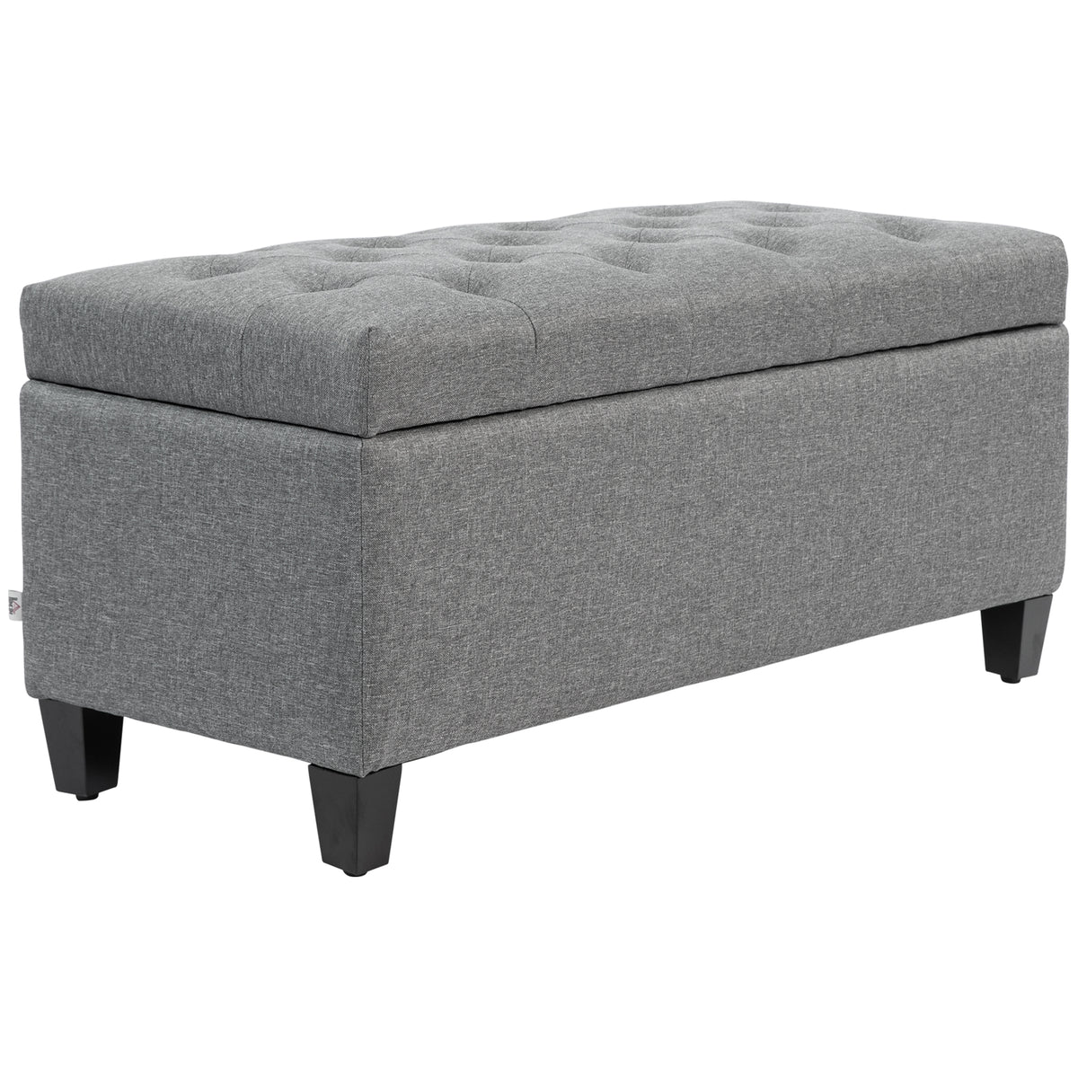 HOMCOM Sitzbank, Polsterbank mit Stauraum, leinenartiges Polyester, Kautschukholz, 100 x 40 x 44 cm, Hellgrau