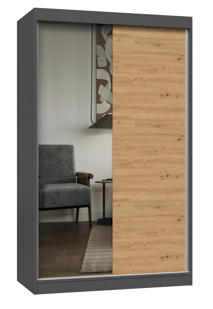 Kleiderschrank Iga 120 A/B ANTHRAZIT ARTISAN