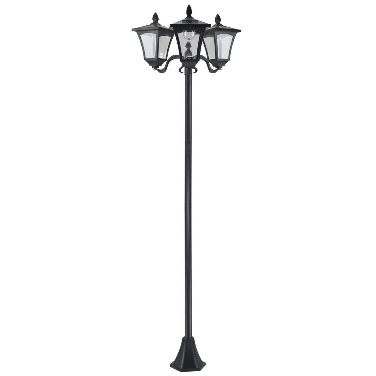 Solar Gartenlaterne mit 3 flammig Laterne Mast aus Edelstahl Solarlaterne mit LED 120 Lumen 51,5x47x182,5cm
