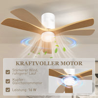 HOMCOM Deckenventilator mit LED-Licht, 6 Geschwindigkeiten, Fernbedienung, Hellbraun – Produktabbildung 6
