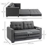HOMCOM Schlafsofa Klappsofa 2-Sitzer Stoffsofa Bettsofa Sofa mit Schlaffunktion Sofagarnitur – Produktabbildung 3